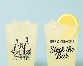 Custom Frosted Wedding Cups: Stock the bar couple's shower