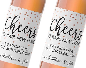 housewarming wine labels / custom wine label / gift for the new homeowner / congratulations new house / cheers to your new home / WLH-09