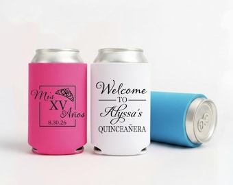 Slim & Regular Custom Quinceañera Can Cooler: Personalized Birthday Favor