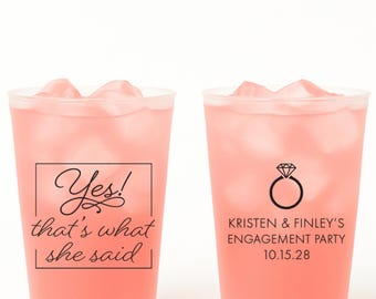 Custom Engagement Party Frosted Cups: Personalized Party Decoration