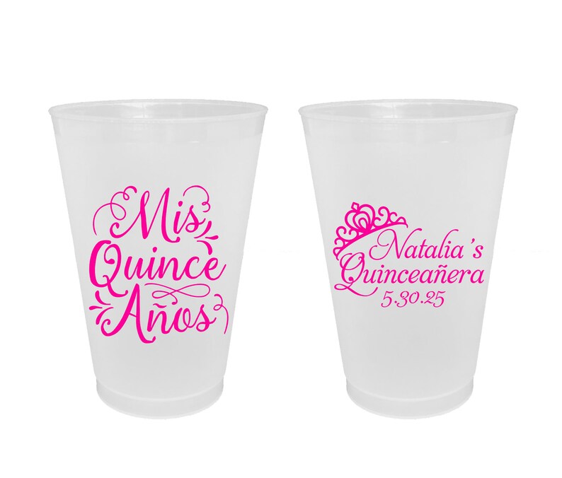 Quinceañera Birthday Custom Frosted Cups 5oz 8oz 9oz 10oz Etsy