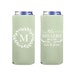 Slim 12oz Custom Wedding Can Coolers, Custom Floral Wreath Monogrammed Can Coolers, Personalized Drink Holder, Custom Drink Bar KWE-21 