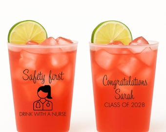 Personalized Nurse Graduation Party Cups: Custom Printed Decorations