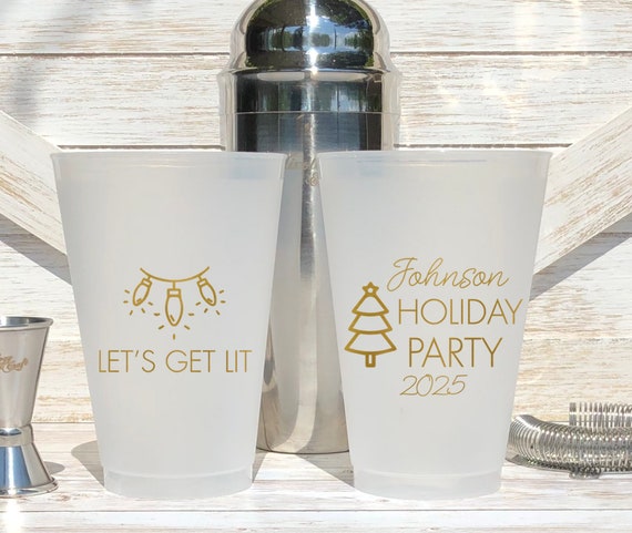 16 Oz. Personalized Frosted Christmas Cocktail Party Cups