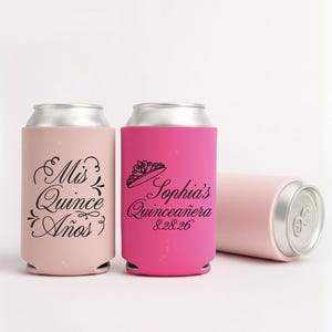 Slim & Regular Custom Quinceañera Can Cooler: Personalized Birthday Favor
