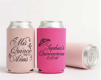 Slim & Regular Custom Quinceañera Can Cooler: Personalized Birthday Favor