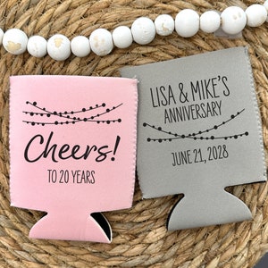 NEOPRENE Custom Anniversary Can Coolers, Cheers to 10 20 30 40 50, Personalized Can Holder, Custom Anniversary Gift Party Favors WED-017