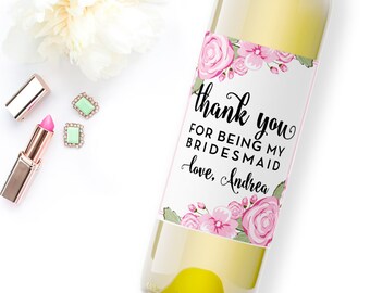 wine labels bridesmaids / custom wine label / bridesmaid gift / thank you gift / bridesmaid proposal WLB-05