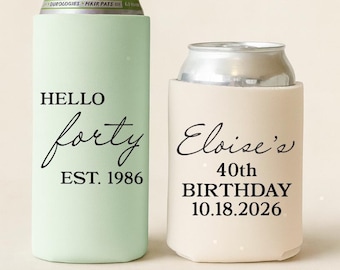 Slim & Regular Custom Birthday Cozies, Birthday Party Favors