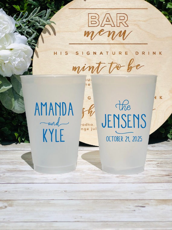 16 Oz. Personalized Frosted Christmas Cocktail Party Cups