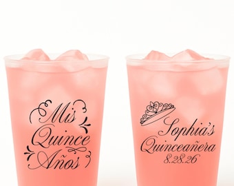 Custom Quinceañera Frosted Party Cups: Personalized Birthday Favors