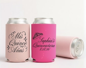 Slim & Regular Custom Quinceañera Can Cooler: Personalized Birthday Favor