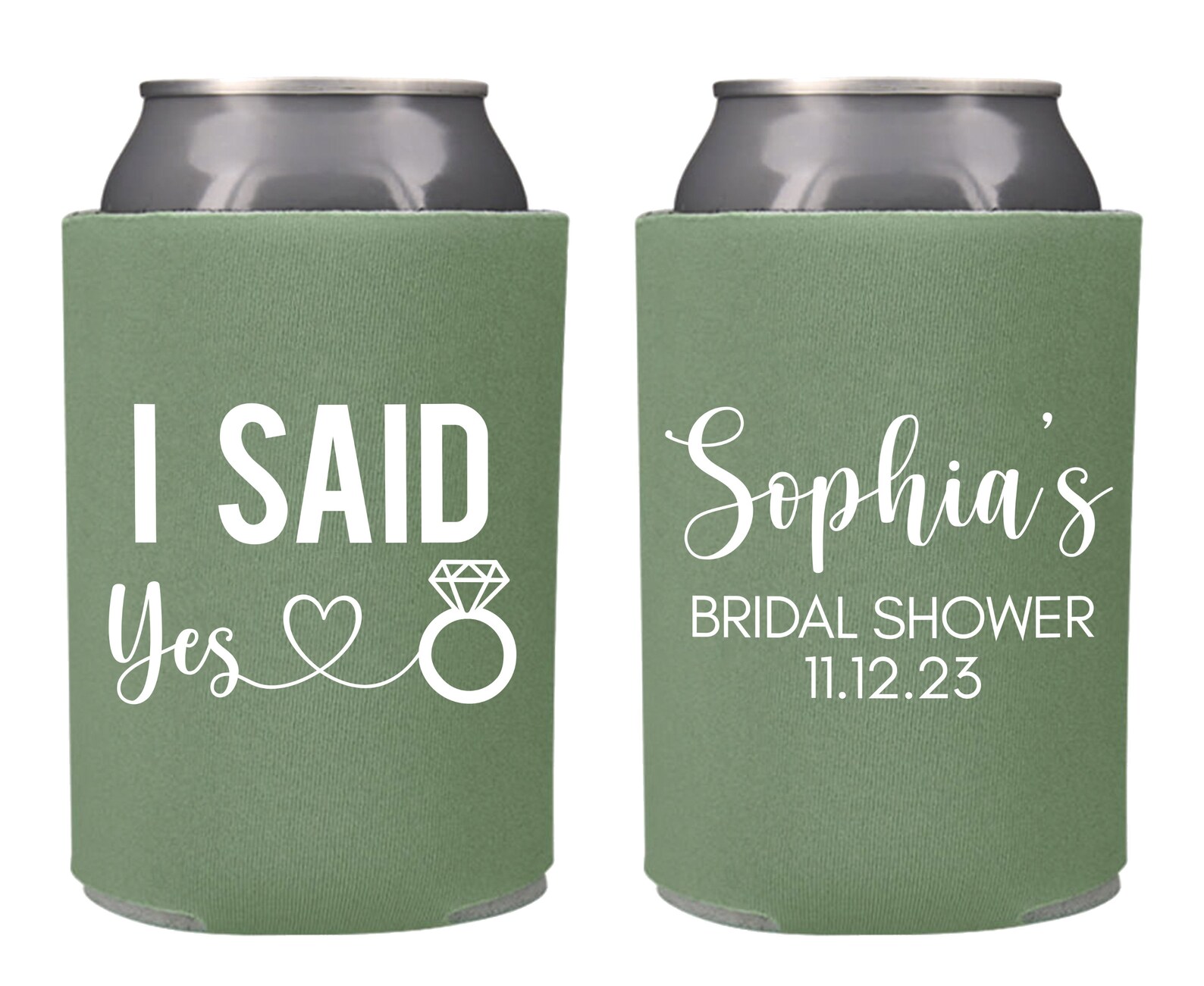 Custom Bridal Shower Can Coolers I Said Yes Personalized Etsy