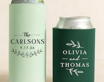 Monogrammed Wedding Favors, Slim & Regular Custom Wedding Can Coolers, Personalized Cozies