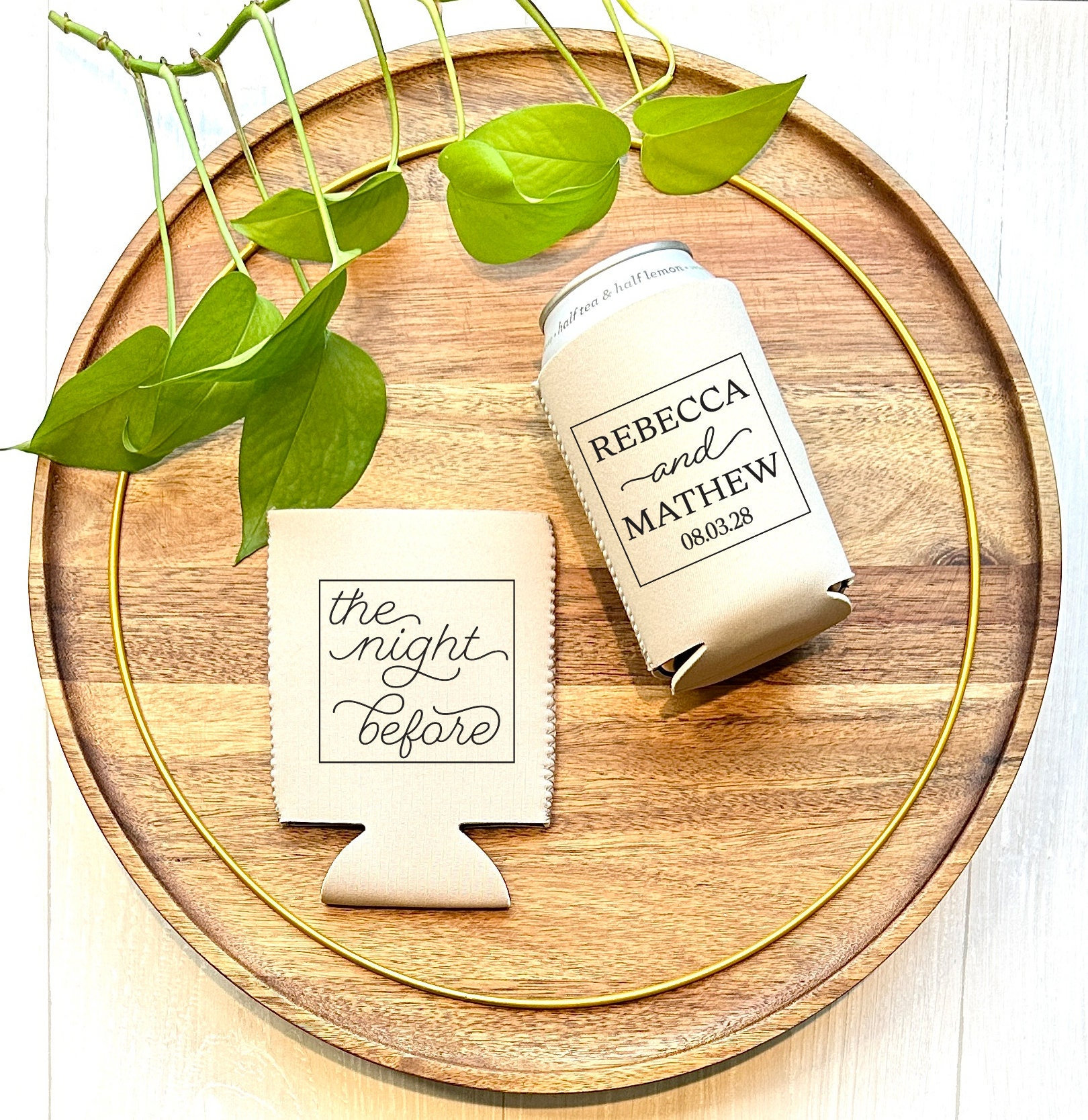 NEOPRENE Wedding Custom The Night Before Wedding Favor Can Coolers, Rehearsal Dinner Party Favor, Wedding Party Favor, Drink Huggies WED-049