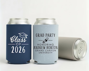 Slim & Regular Personalized Graduation Can Coolers | Class of 2026 Party Favors