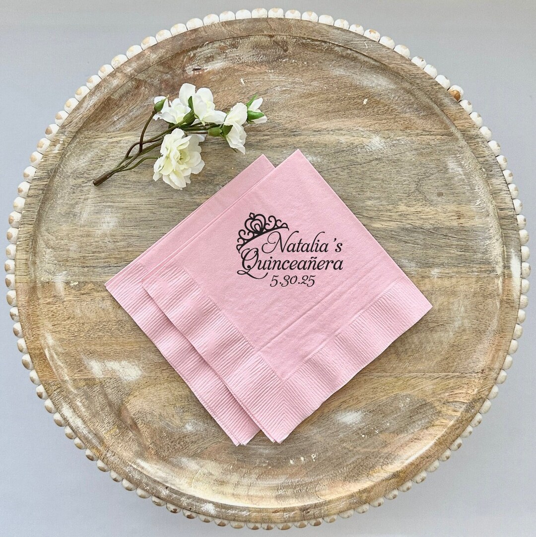 Custom Quinceañera Napkins Guest Towels Cocktail Napkins Etsy
