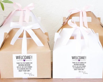 10- Wedding Welcome Gable Boxes / Hotel Wedding Gift Boxes / Set of 10 Custom Wedding Hotel Favors GBW-87