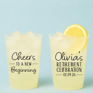 Retirement Party Cups: Custom Frosted Plastic Cups, Personalized Decoration image 1