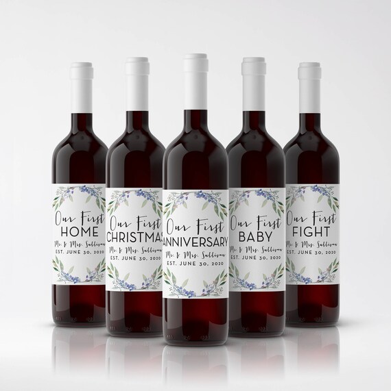 Meilensteine Ehe Erste Wein Etiketten Set Hochzeitsgeschenk Etsy