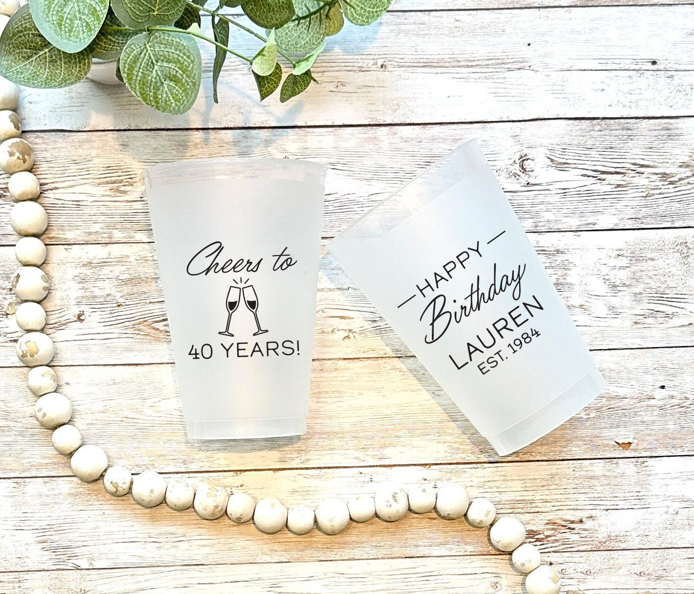 Custom Birthday Frosted Cups: Personalized Party Decoration