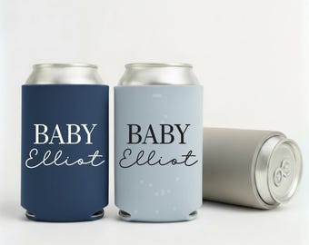 Slim & Regular Personalized Baby Shower Can Coolers, Gender Reveal Cozies