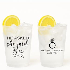 Custom Engagement Party Cups: Frosted Plastic, Personalized Design
