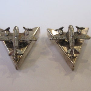 Airplane Collar Tips-Sterling Silver Airplane Flying Pilot Collar Tips IC Lot 7