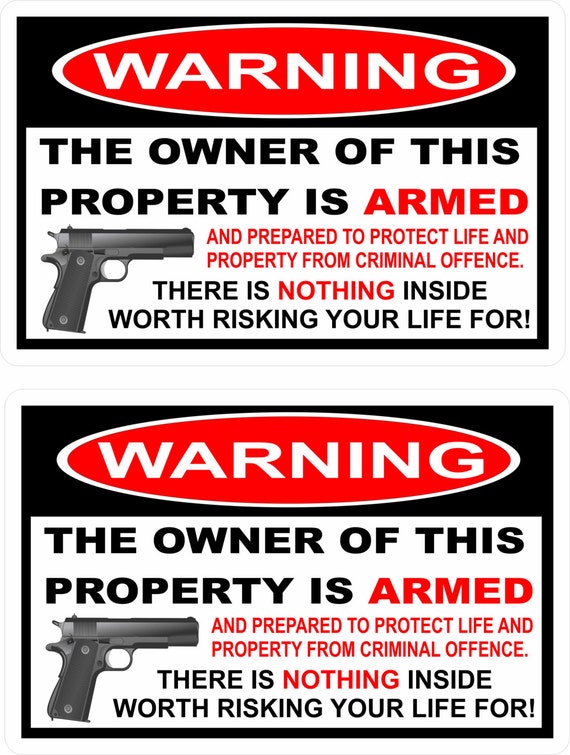 Owner is Armed Warning Security DECALS Gun Firearm STICKERS 2/" X 3/" Sheet of 4