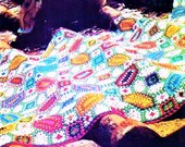 Instant PDF Digital Download Vintage Crochet Pattern to make A Patchwork 4 quot Mosaic Afghan Blanket or Throw approx 78 x 54 quot Sport Weight Yarn