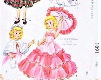 Toni 15/" Sweet Sue Vtg 50s Doll Clothes Pattern Dress Parasol ~ 14/" Mary Hoyer