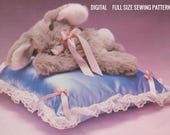 Instant PDF Digital Download Vintage Full Size Sewing Pattern to make a Cute Sleeping Bunny Rabbit Pillow Stuffed Soft Body Toy