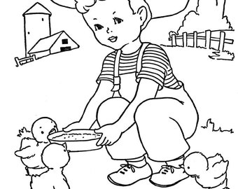Vintage coloring pages | Etsy