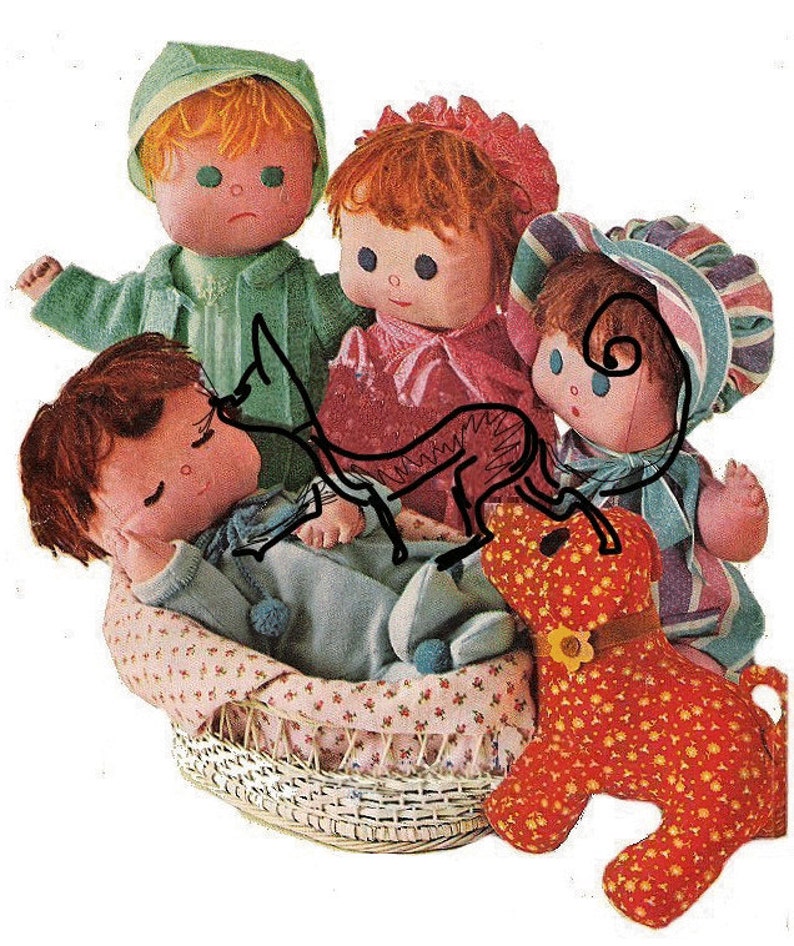 Clothing Vintage Pattern Cuddly Stuffed Baby Doll