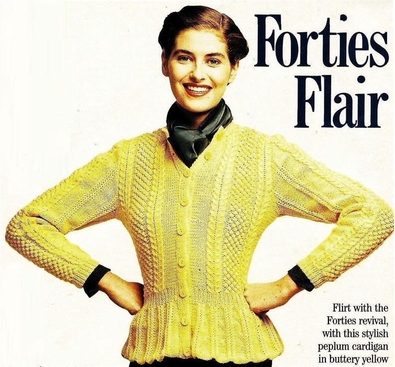 Almost Free Instant Pdf Download Vintage Knitting Pattern Ladies Fitted Forties Style Aran Style Peplum Cardigan 32 38 Double Knitting Almost Free Instant Pdf Download Vintage Knitting Pattern Ladies Fitted Forties Style Aran Style Peplum Cardigan 32 38 Double Knitting
