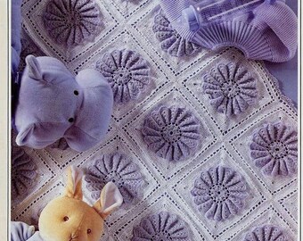Instant PDF Download Vintage Crochet Pattern to make A Flower Motif Afghan Blanket Cover Lapghan for Baby 28 x 40" approx