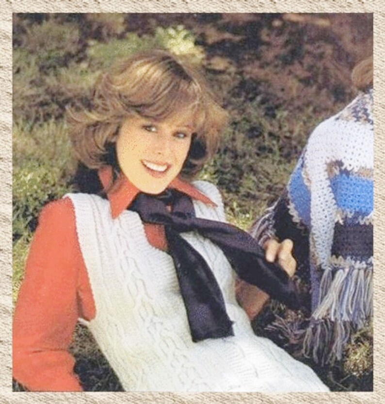 Almost Free Digital Download Pdf Vintage Knitting Pattern A Ladies Richly Textured Hip Length Zip Front Aran Waistcoat Gilet Top