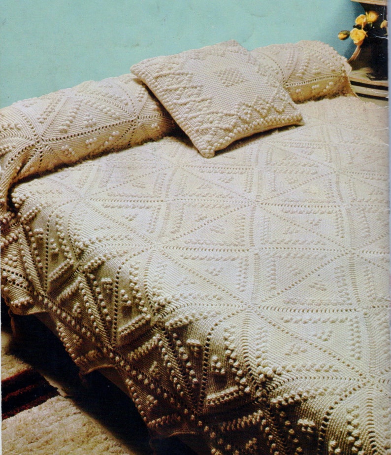 EASY CROCHET PATTERN ARAN VINTAGE AFGHAN BLANKET BEDSPREAD CUSHION
