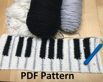 PDF Pattern for 9 sizes of Crocheted Piano Scarves