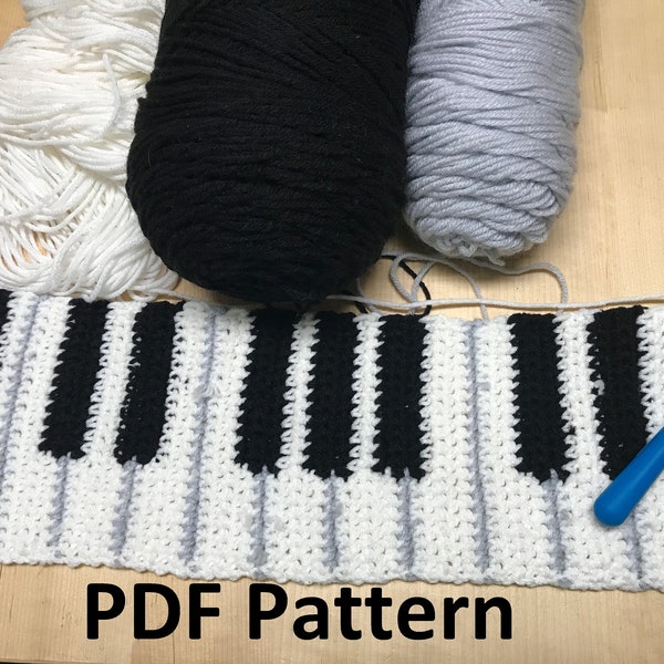 PDF Pattern for 9 sizes of Crocheted Piano Scarves