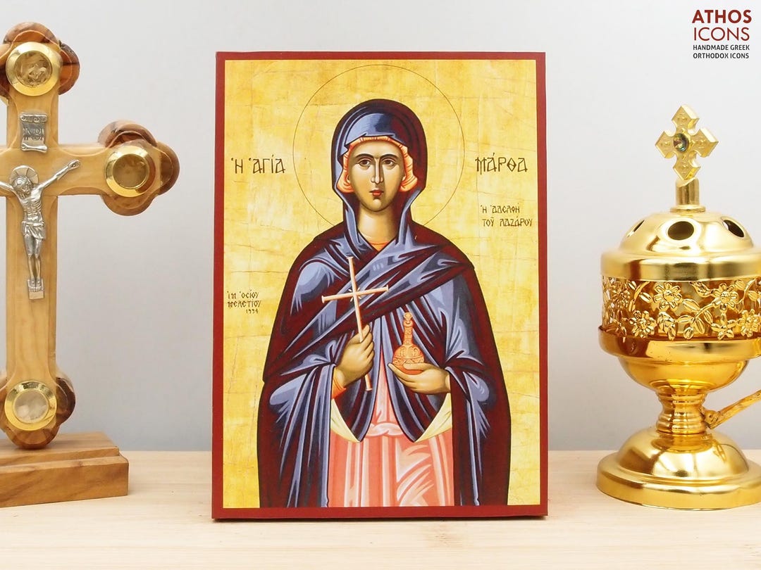 Saint Martha of Bethany Sister of Lazarus Icon Handmade Greek Orthodox ...