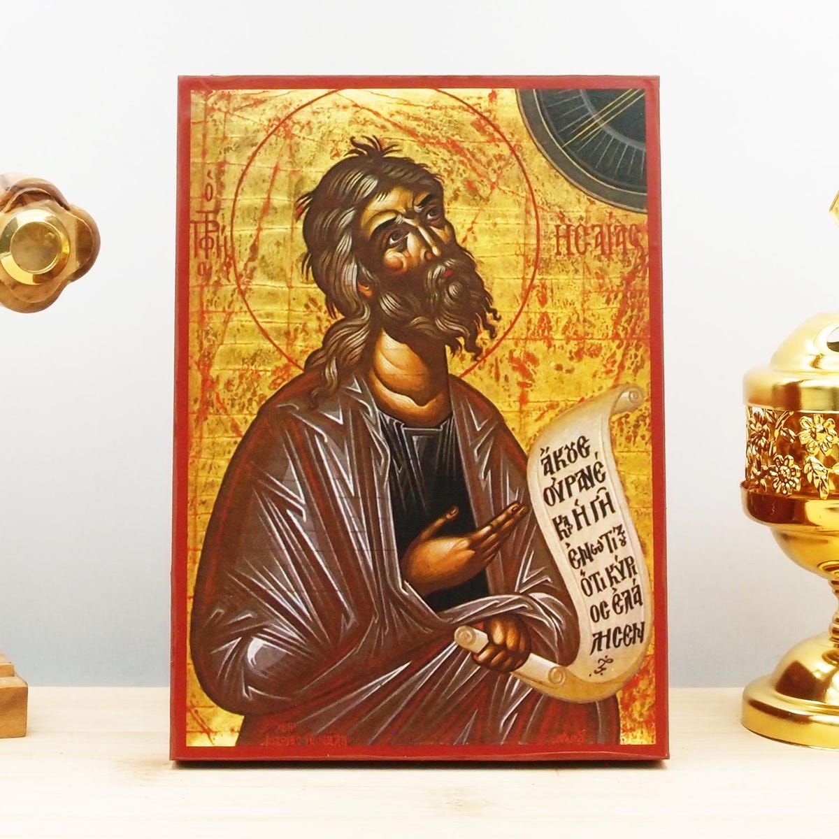 Saint Prophet Isaiah, Wooden Handmade Icon Greek Premium Byzantine Style Wall Hanging on Wood Plaque Religious Theme - Etsy