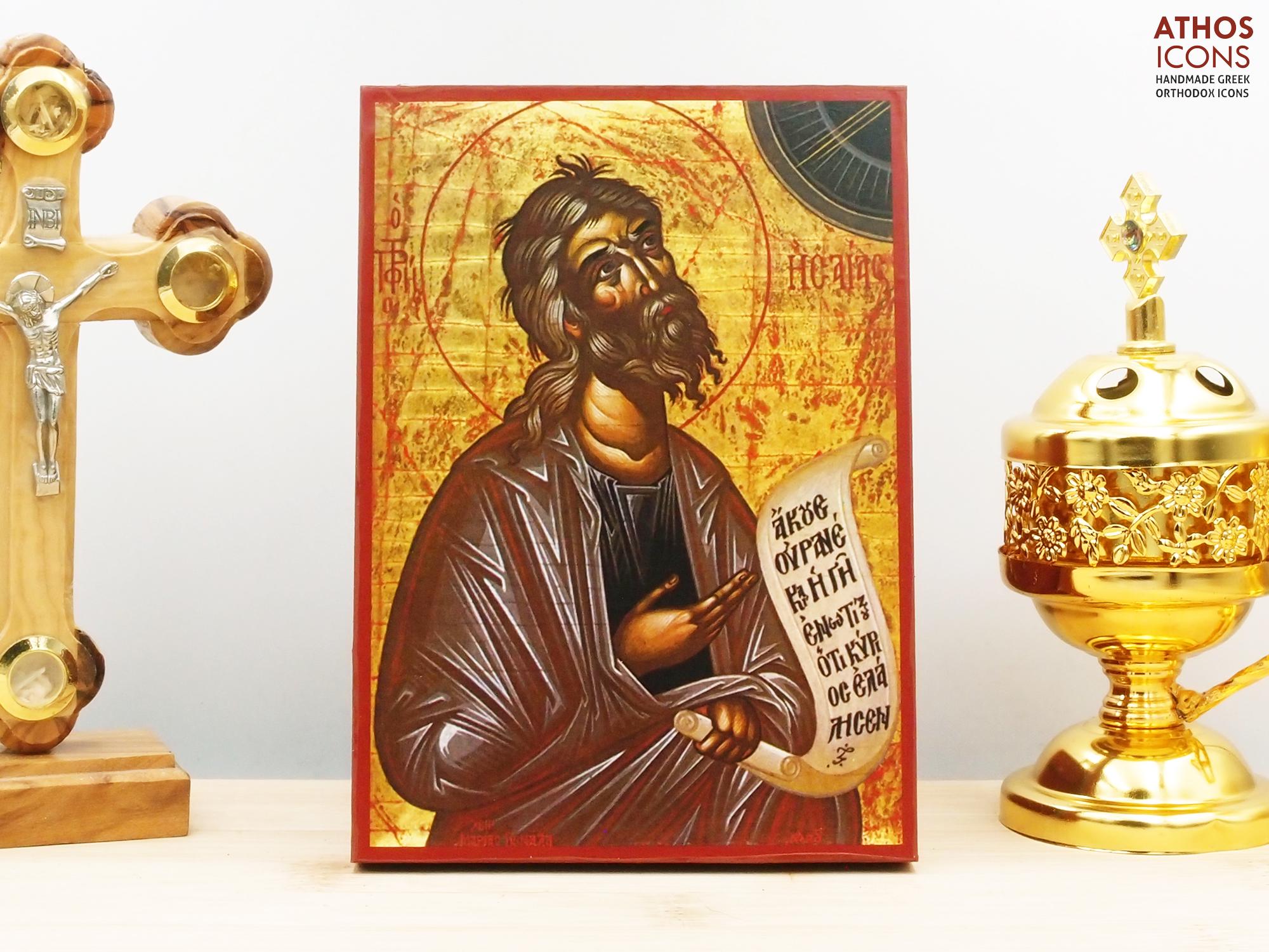 Isaiah Icon Saint Prophet Isaiah, Wooden Handmade Icon Greek Premium Byzantine ...