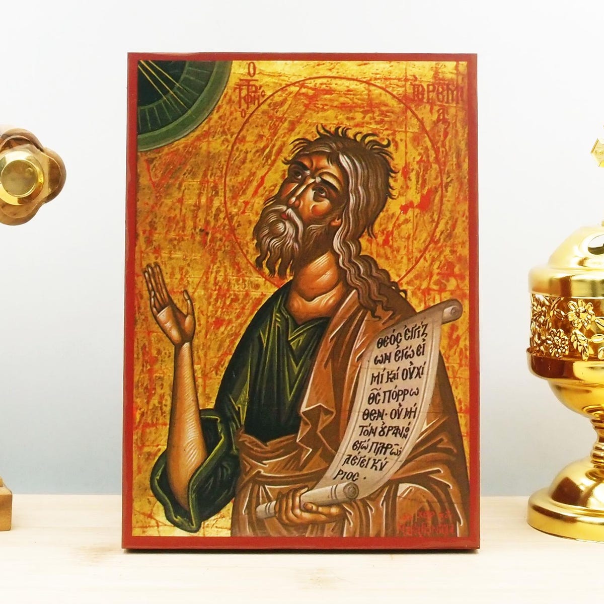 Saint Prophet Jeremiah, Wooden Handmade Icon Greek Premium Byzantine Style Wall Hanging on Wood Plaque Religious Theme - Etsy
