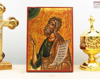 Saint Prophet Jeremiah Icon Handmade Greek Orthodox Byzantine Wooden Wall Art Christian Religious Gift Home Decor