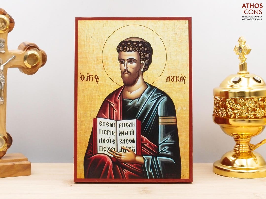 Saint Apostle Luke Icon Handmade Greek Orthodox Byzantine Wooden Wall ...