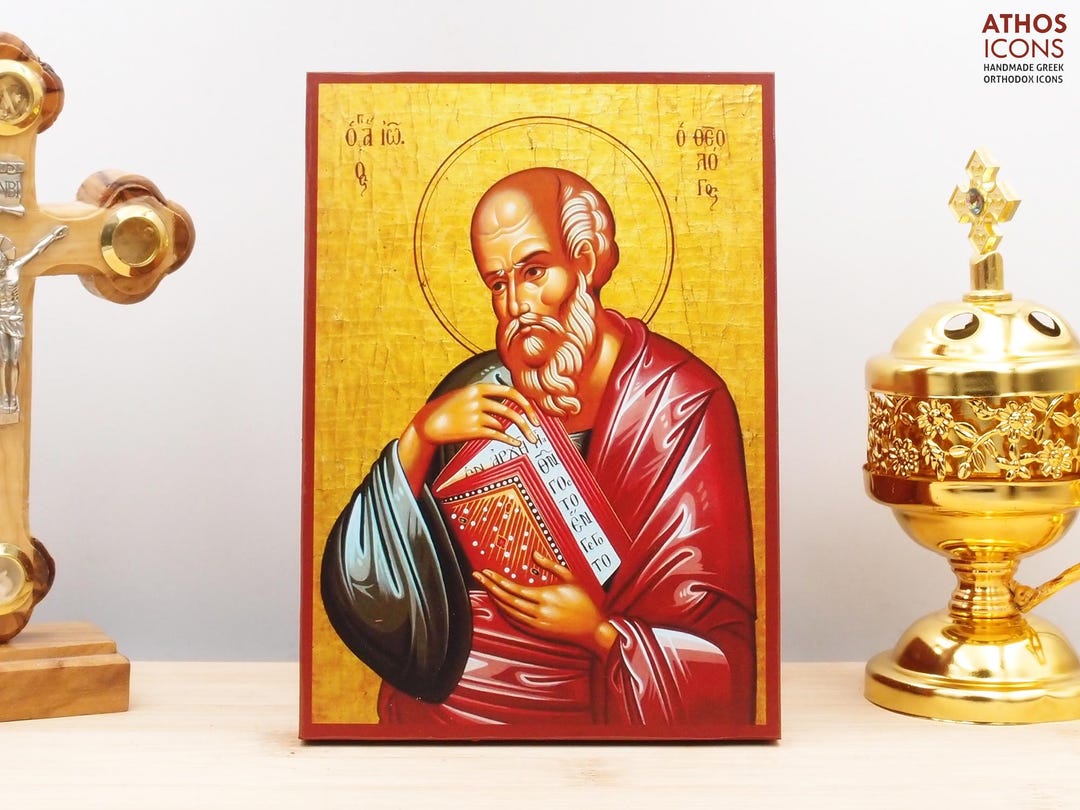 Saint Apostle John the Theologian Icon Handmade Greek Orthodox ...