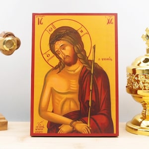 Jesus Christ the Bridegroom, Wooden Handmade Icon Greek Premium Byzantine Style Wall Hanging on Wood Plaque Religious Theme
