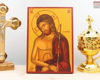 Jesus Christ the Bridegroom Icon Handmade Greek Orthodox Byzantine Wooden Wall Art Christian Religious Gift Home Decor