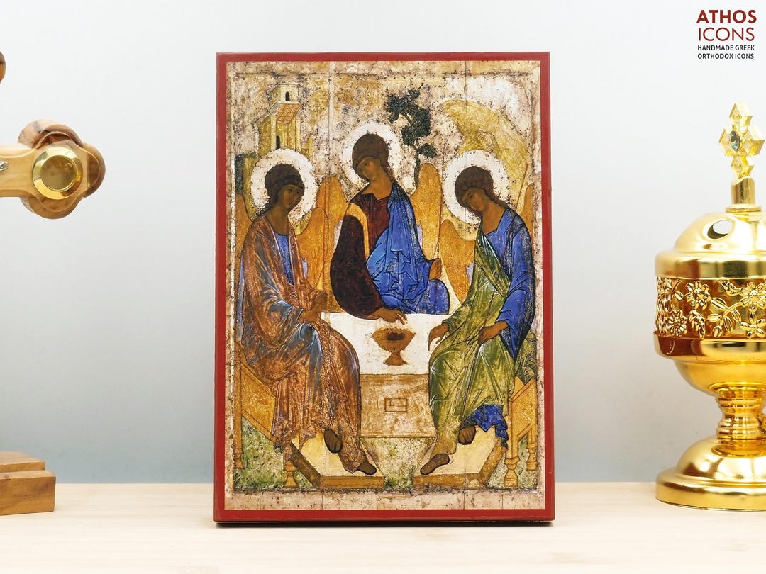 Old Testament Holy Trinity Icon Handmade Greek Orthodox Byzantine ...